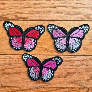 Butterfly Applique Patch - Embroidered Insect Badge 2-7/8" (Iron On) Set of 3